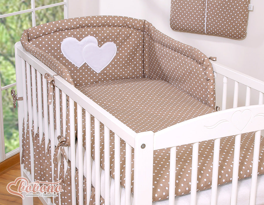 Bedding set 3-pcs 135x100 - Hanging Hearts white dots on brown