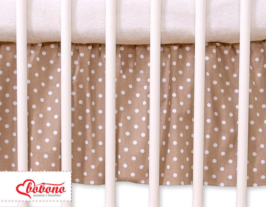 Dust Ruffle-Masking flounce 140x70cm- Hanging Hearts white dots on brown