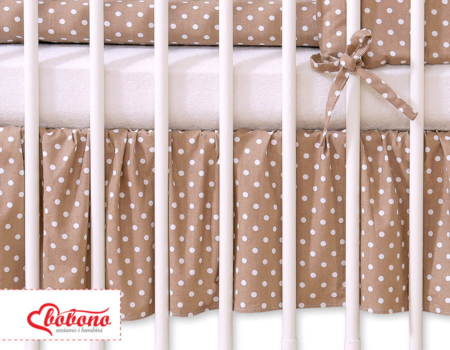 Dust Ruffle-Masking flounce 140x70cm- Hanging Hearts white dots on brown