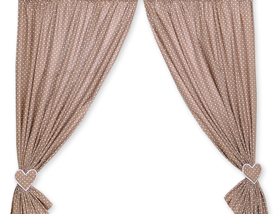 Curtains for baby room- Hanging Hearts white dots on brown