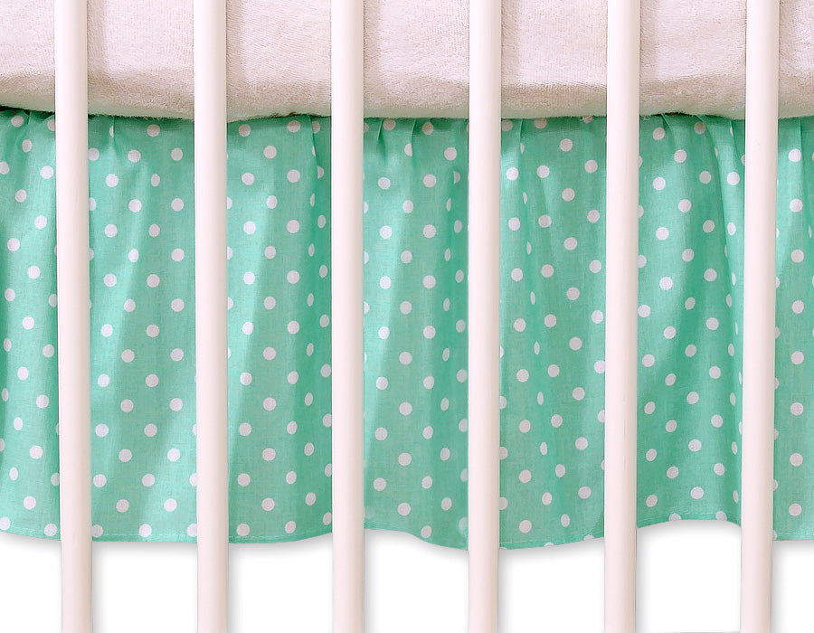 Dust Ruffle-Masking flounce 120x60cm- Hanging Hearts white dots on mint