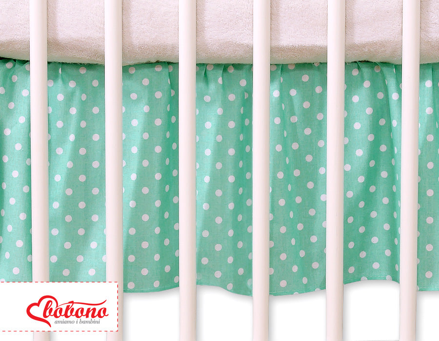 Dust Ruffle-Masking flounce 140x70cm- Hanging Hearts white dots on mint