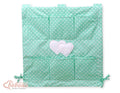 Cot tidy- Hanging Hearts white dots on mint