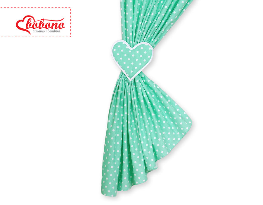 Curtains for baby room- Hanging Hearts white dots on mint