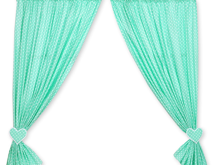 Curtains for baby room- Hanging Hearts white dots on mint
