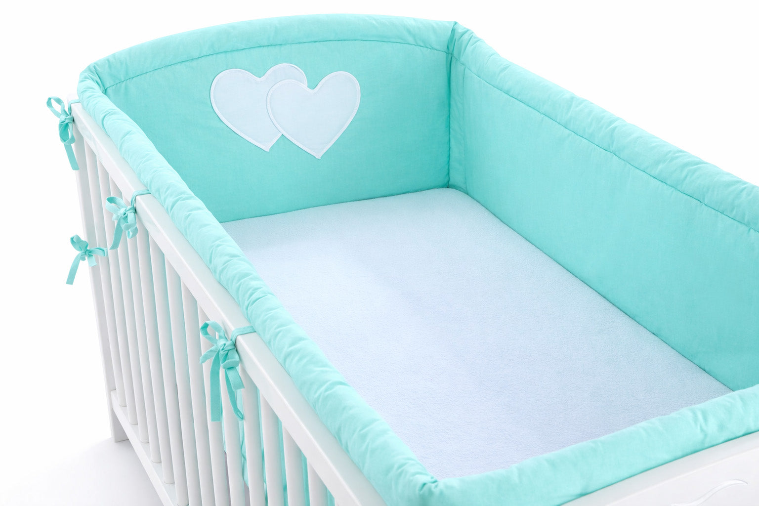 Universal crib rail bumper XXL - Hearts mint