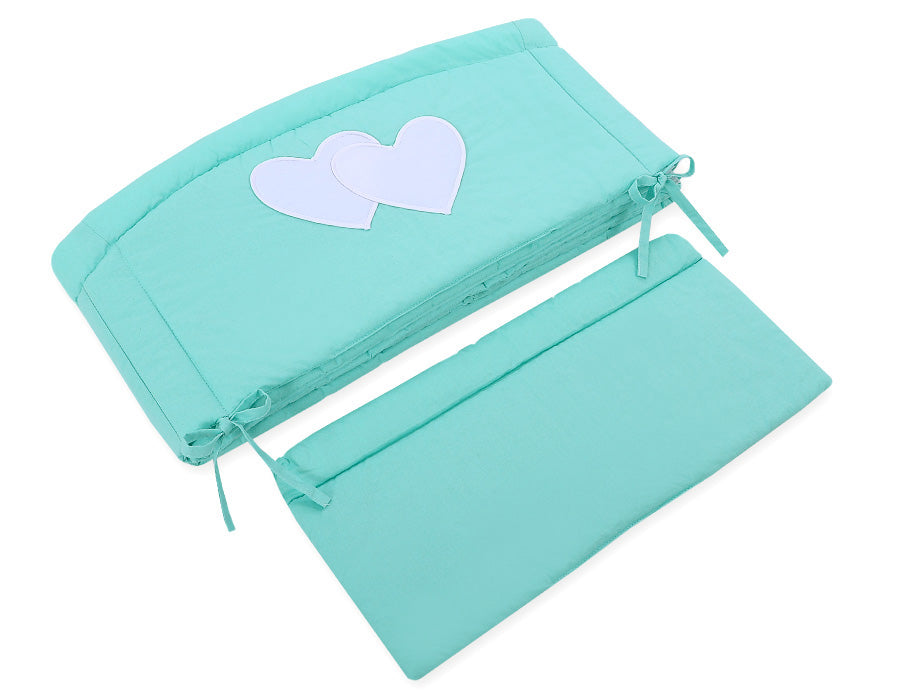 Universal crib rail bumper XXL - Hearts mint