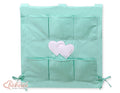 Cot tidy- Hanging Hearts mint