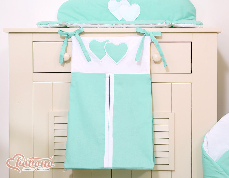 Diaper bag- Hanging Hearts mint