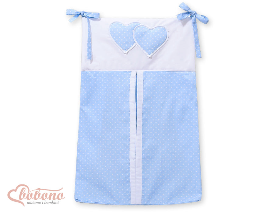 Diaper bag- Hanging hearts white dots on blue