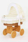 Moses Basket Wicker hood crib Bellamy - natural + cream bedding