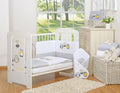 Baby bedding set 135x100 cm with bumper 3-pcs Grey owls with grey and yellow embroidery