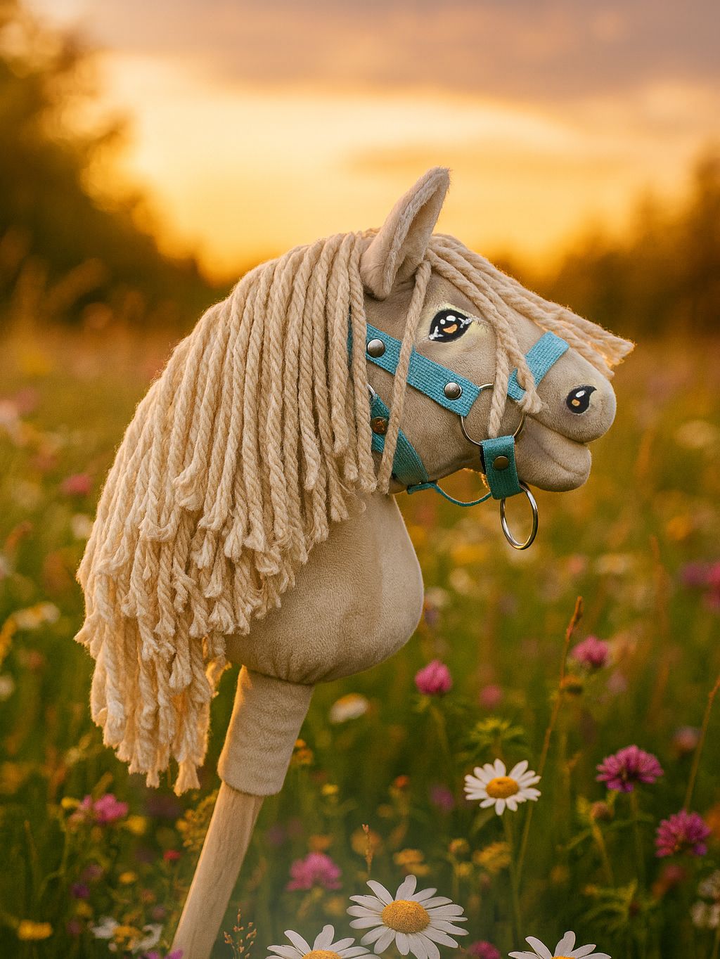 Horse on a stick Super Hobby Horse Premium cremello horse A5