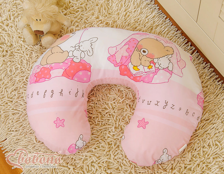 Breastfeeding Pillow Nursing Croissant Pillow, removable, Hands-Free- Teddy bear with balloon