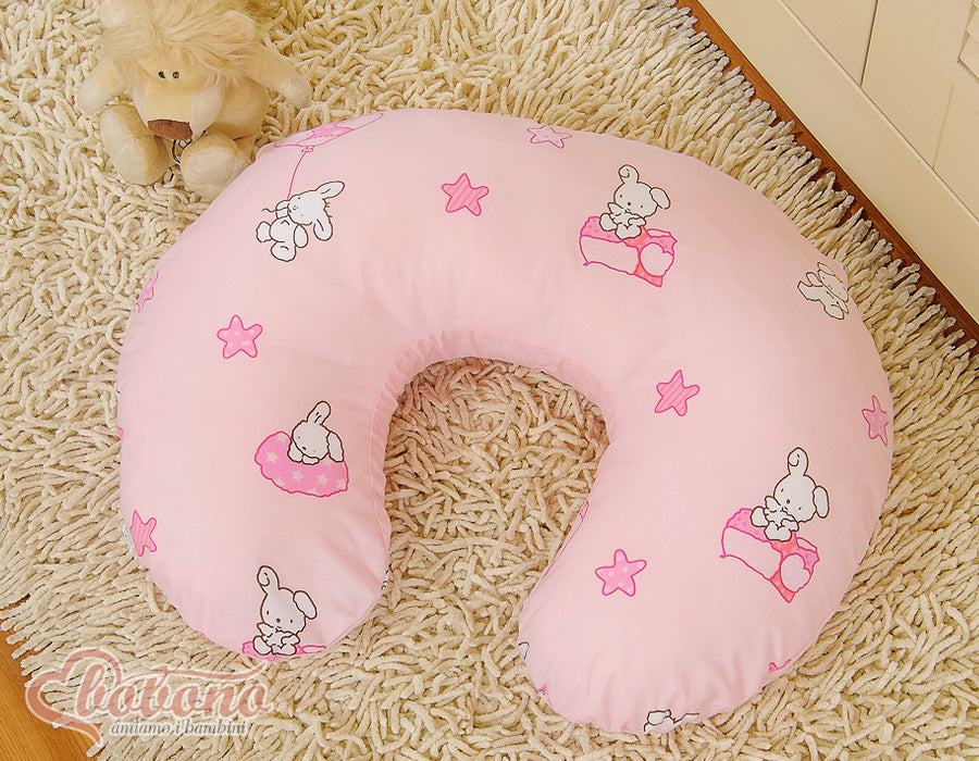 Breastfeeding Pillow Nursing Croissant Pillow, removable, Hands-Free- Teddy bear with balloon