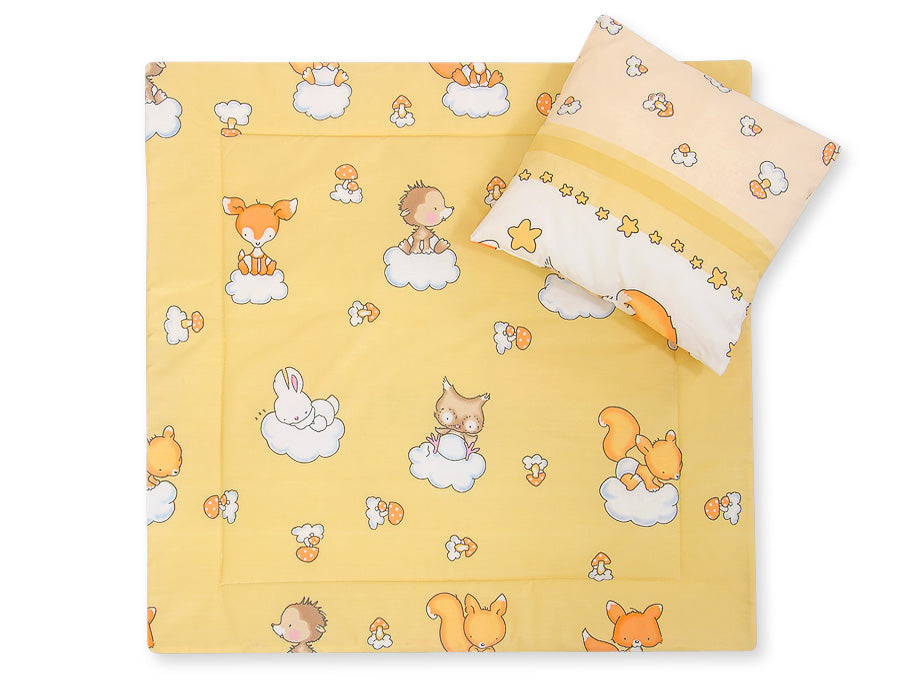 Pram bedding set with duvet and pillow 2pcs - Forest animals cream