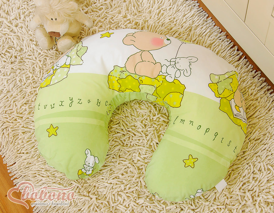 Breastfeeding Pillow Nursing Croissant Pillow, removable, Hands-Free Feeding-Teddy bear with balloon