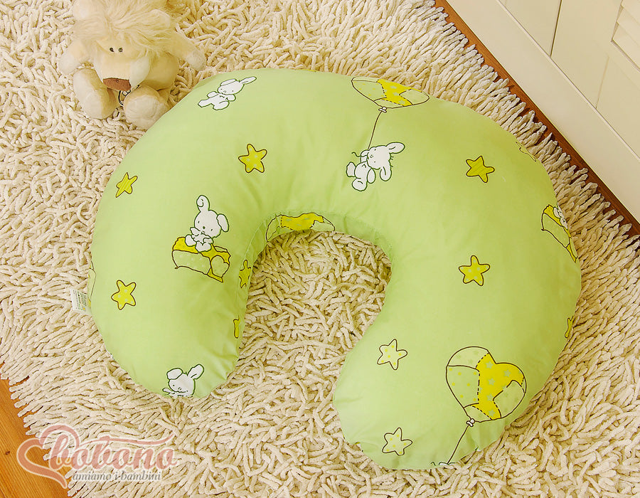 Breastfeeding Pillow Nursing Croissant Pillow, removable, Hands-Free Feeding-Teddy bear with balloon