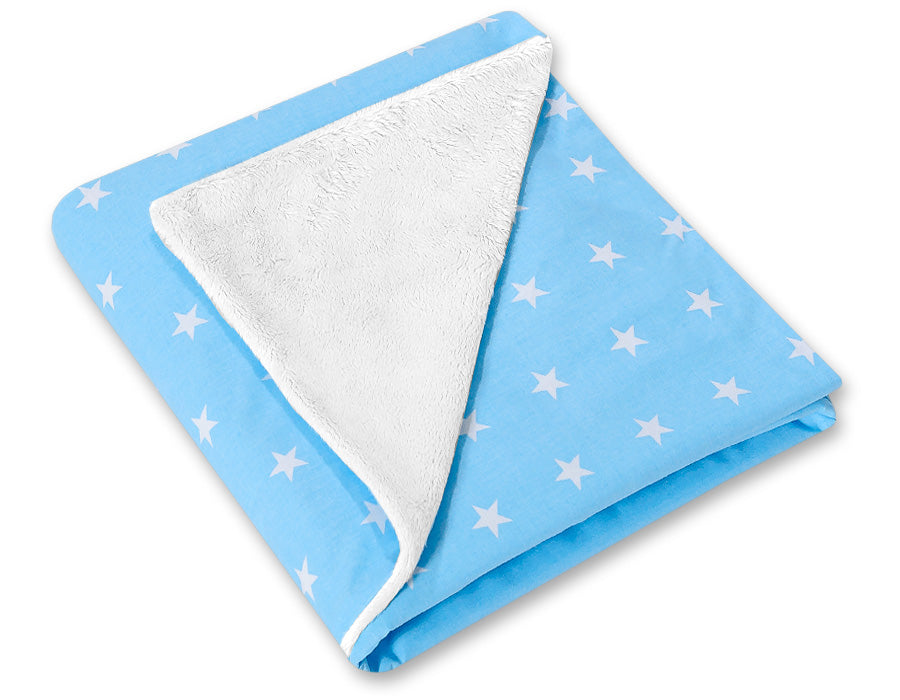 Big double-sided car seat blanket for babies - Blue stars