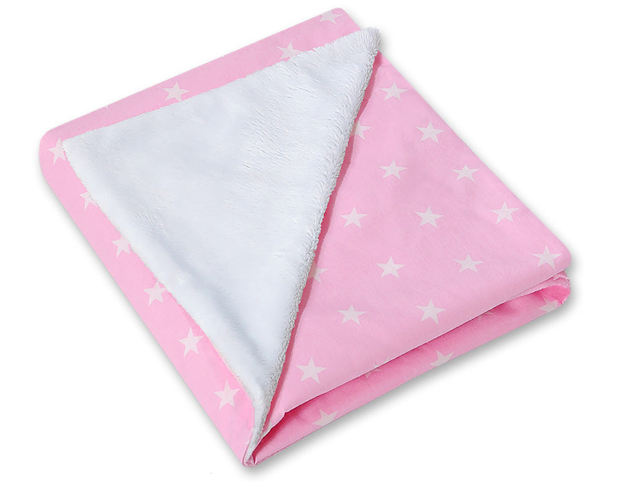 Big double-sided car seat blanket for babies - Pink stars