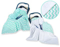 Big double-sided car seat blanket for babies - Chevron mint