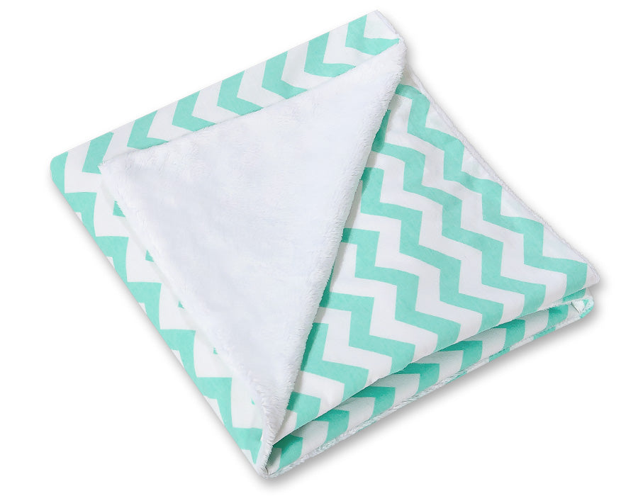 Big double-sided car seat blanket for babies - Chevron mint