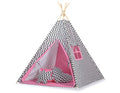 Teepee tent for kids + playmat + pillows + decorative feathers - Chevron black/ pink