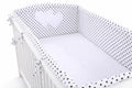 Universal crib rail bumper XXL - Hearts black dots on white
