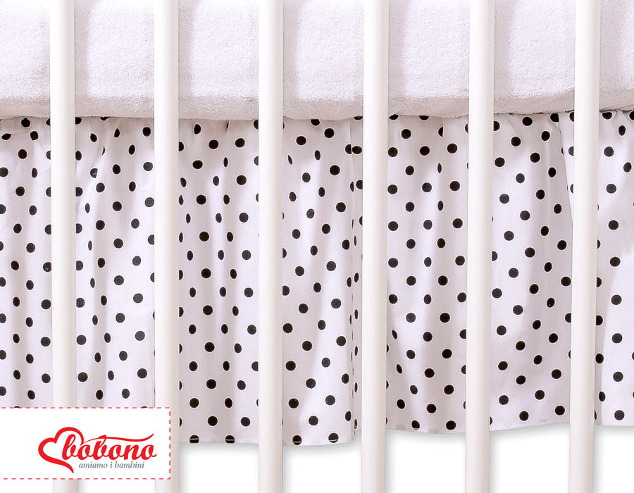 Dust Ruffle-Masking flounce 120x60cm- Hanging Hearts black dots on white