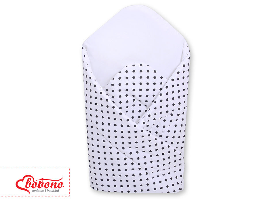 Babynest with stiffening- Hanging Hearts black dots on white