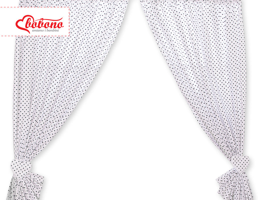 Curtains for baby room- Hanging Hearts black dots on white