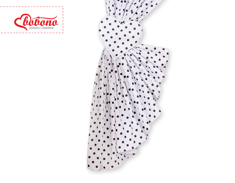 Curtains for baby room- Hanging Hearts black dots on white