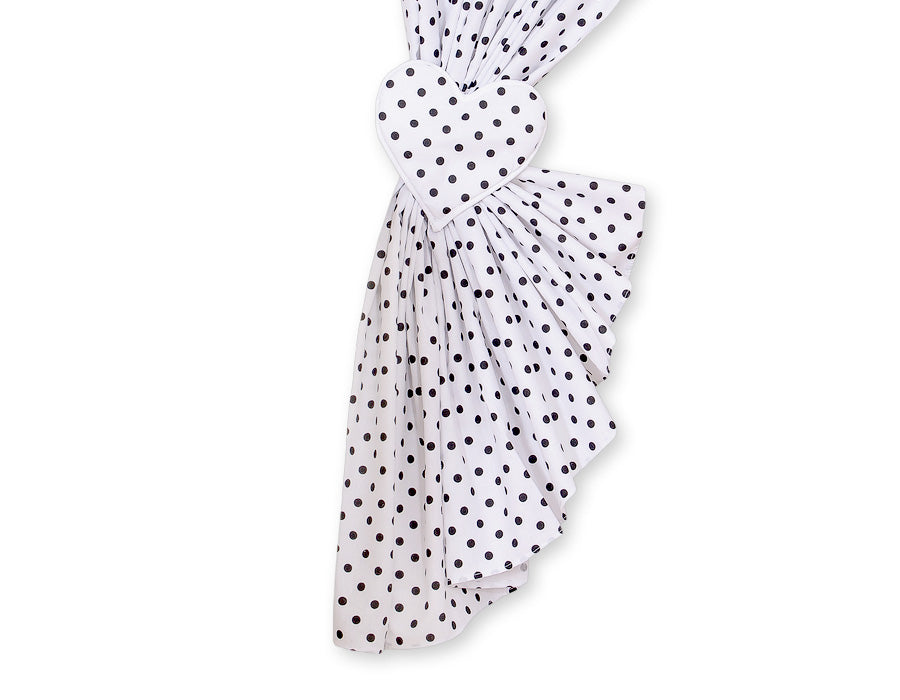 Curtains for baby room- Hanging Hearts black dots on white