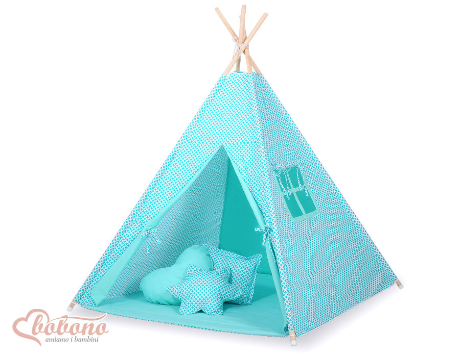 Double-sided teepee playmat- rosette mint