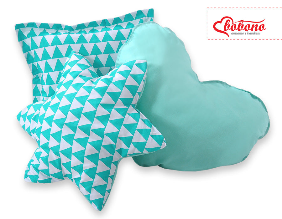 3pcs pillow set - triangles mint