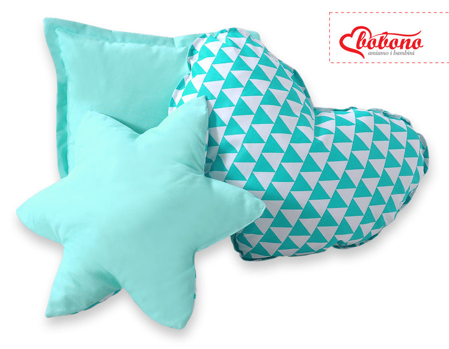 3pcs pillow set - triangles mint
