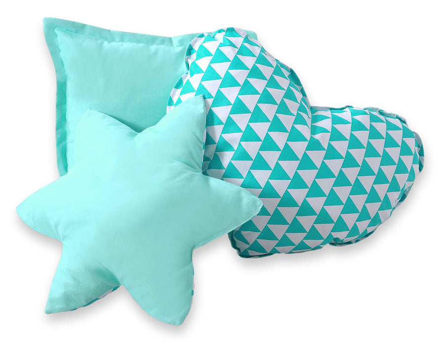 3pcs pillow set - triangles mint