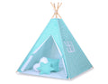 Teepee tent for kids + playmat + pillows + decorative feathers - Mint flowers/white