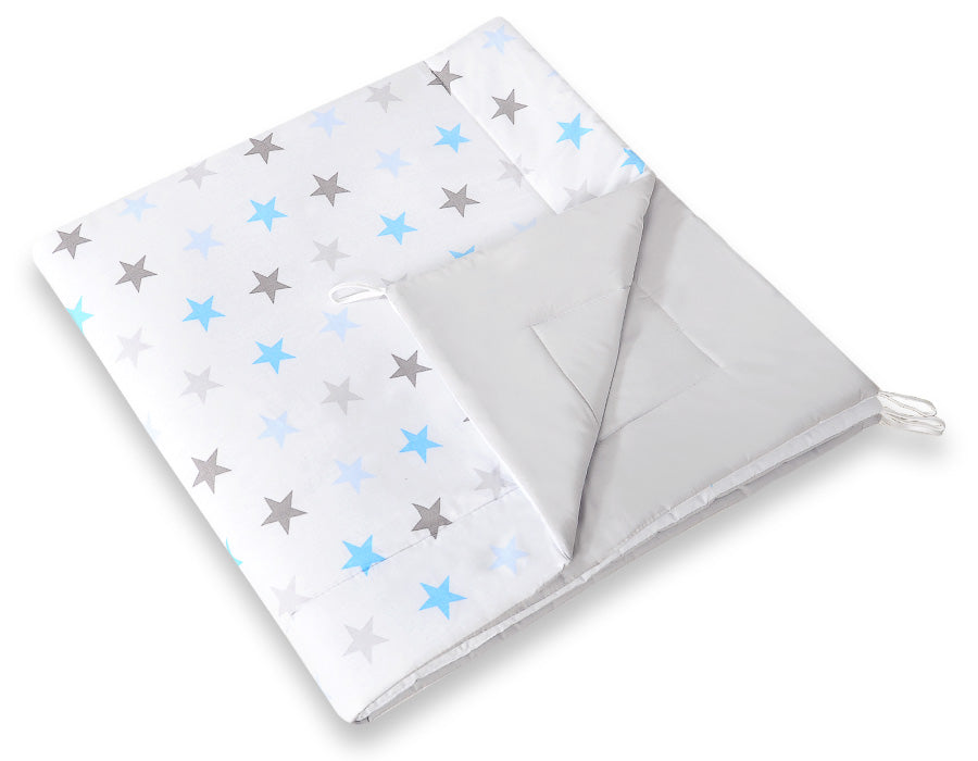 Double-sided teepee playmat- Grey-blue stars/grey