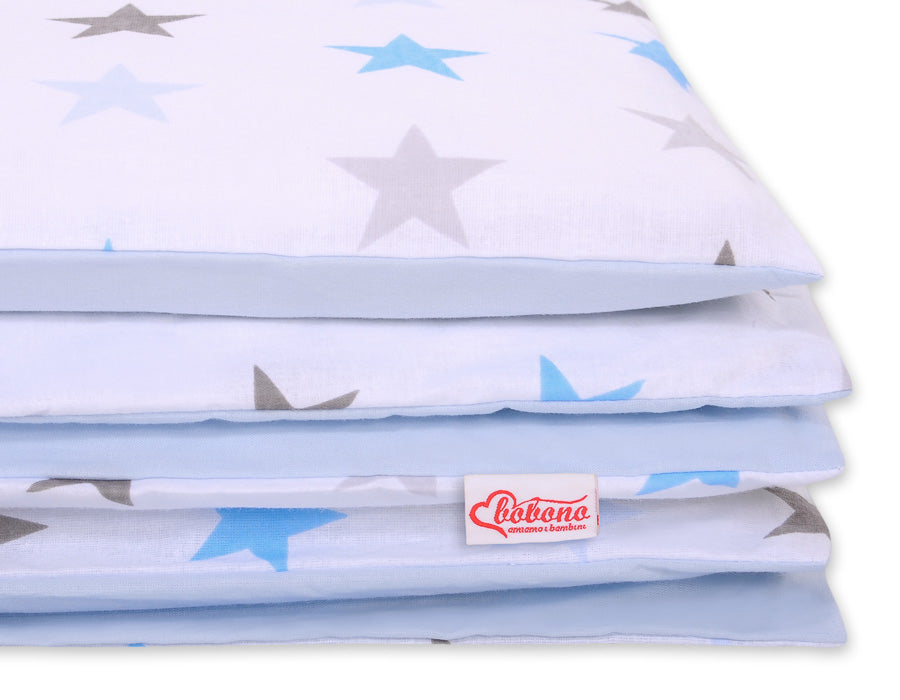 Baby cotton bedding set 2-pcs 120x90 cm- gray -blue stars