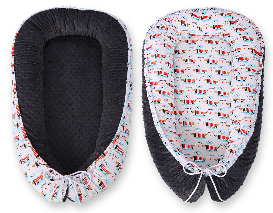 Baby nest double-sided Premium Cocoon for infants BOBONO minky- doggies