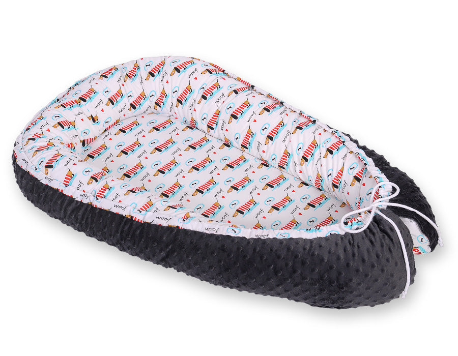 Baby nest double-sided Premium Cocoon for infants BOBONO minky- doggies
