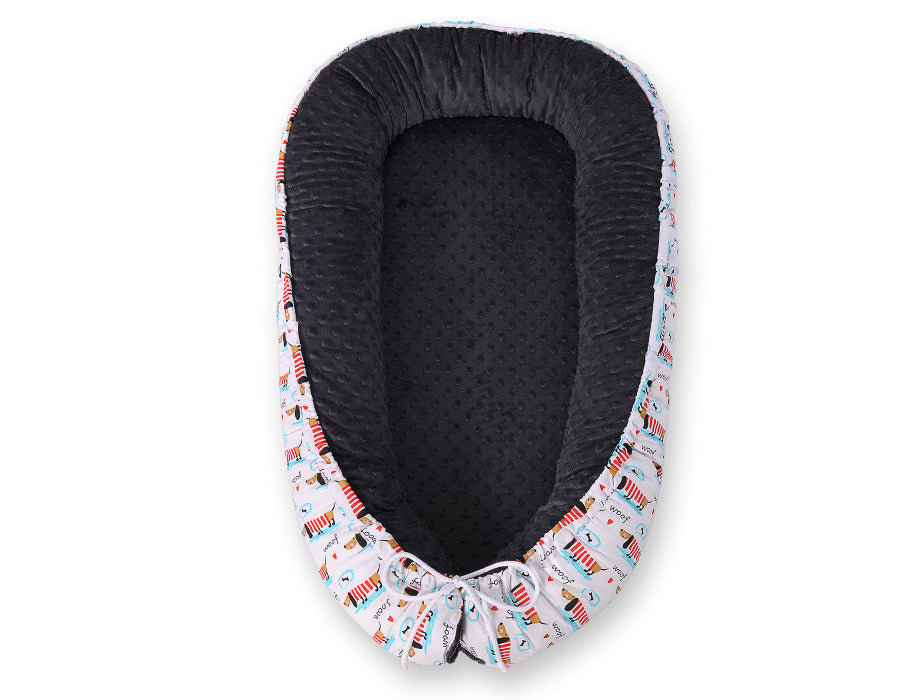 Baby nest double-sided Premium Cocoon for infants BOBONO minky- doggies