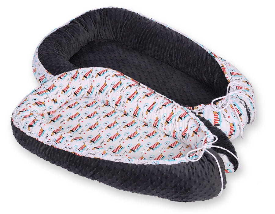 Baby nest double-sided Premium Cocoon for infants BOBONO minky- doggies
