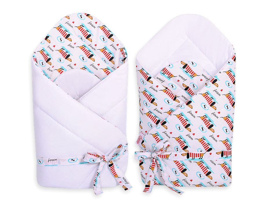 Double-sided baby nest with bow - doggies
