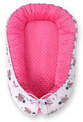 Baby nest double-sided Premium Cocoon for infants BOBONO minky- pink zebras