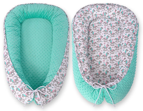 Baby nest double-sided Premium Cocoon for infants BOBONO minky- rocking horses