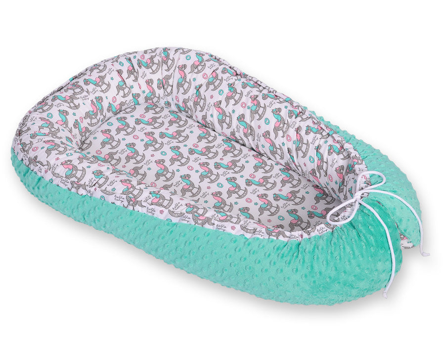 Baby nest double-sided Premium Cocoon for infants BOBONO minky- rocking horses