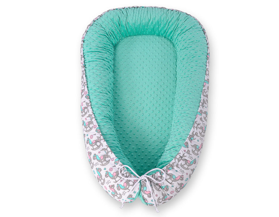 Baby nest double-sided Premium Cocoon for infants BOBONO minky- rocking horses
