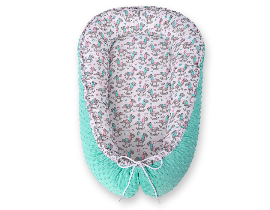 Baby nest double-sided Premium Cocoon for infants BOBONO minky- rocking horses